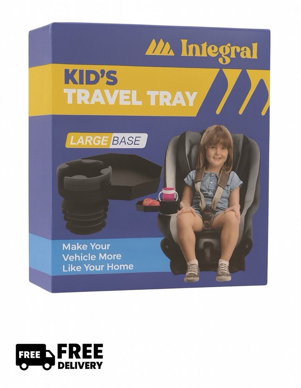 Integral Kids Travel Tray – Large Base - Car Seat and Car Cup Holder Tray